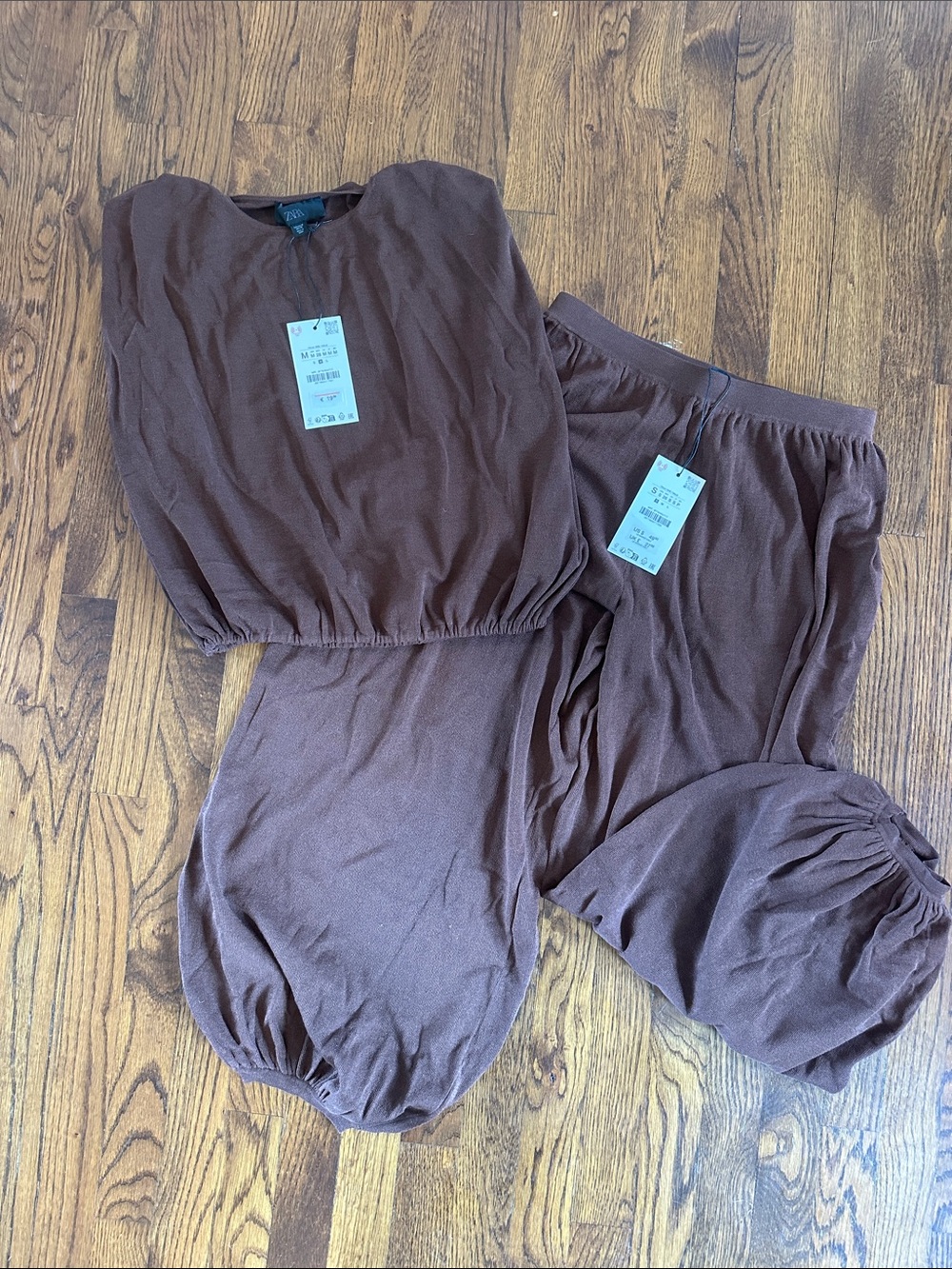 Zara Brown Two-Piece Jumpsuit Set